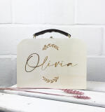 Houten kinderkoffertje met gravure